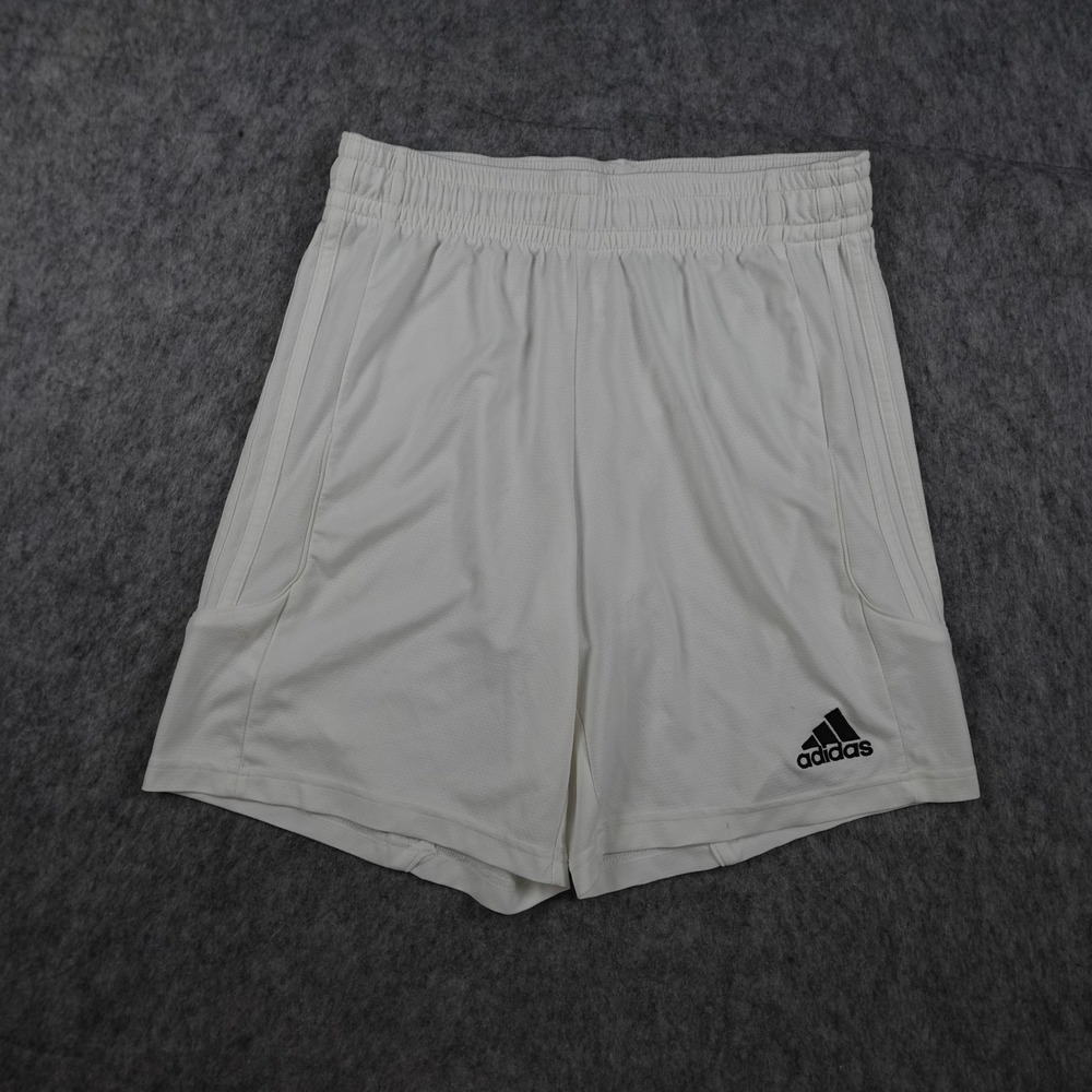 Adidas Shorts Mens Small White Climalite Athletic Soccer Training 7" Gym Workout